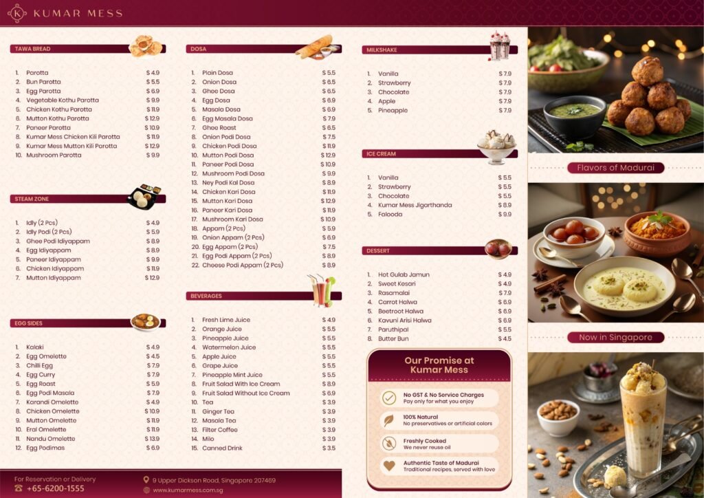 Best South Indian Restaurant in Little India Singapore: Kumar Mess - Authentic Madurai & Chettinad Cuisine KUMAR-MESS-SINGAPORE-MENU-CARD-BEST-SOUTH-INDIAN-RESTAURANT-IN-LITTLE-INDIA-SINGAPORE
